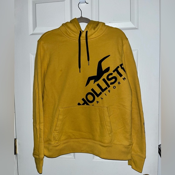 Hollister Pullover Hoodie Sweatshirt Dark Yellow Black Medium - Picture 1 of 12